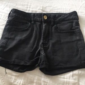 AE black denim shorts